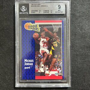 1991-92 Fleer #220 Michael Jordan League Leaders BGS 9 MINT Chicago Bulls